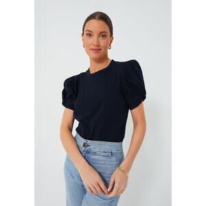 Tuckernuck Vesty Short Sleeve Top Size Large Navy Cotton Crew Pomander Place